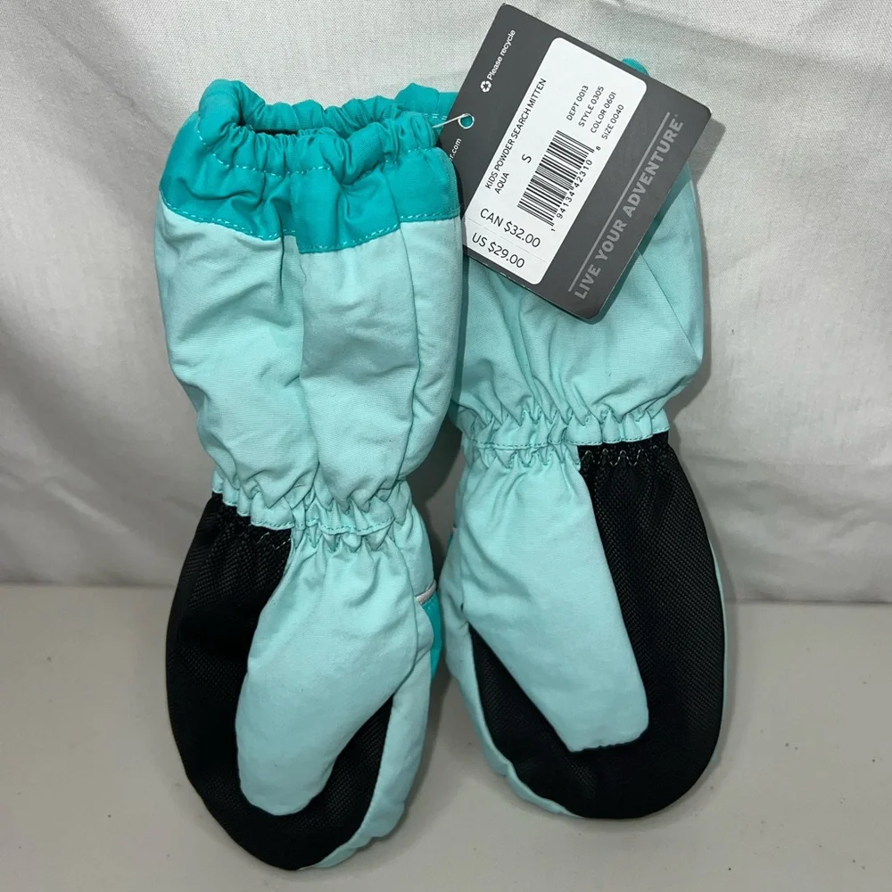 Eddie Bauer‎ Kids Powder Search Mitten Aqua Blue Green Small 0305 NEW
